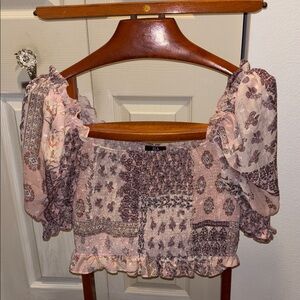 Floral Patchwork Puff Sleeve Top